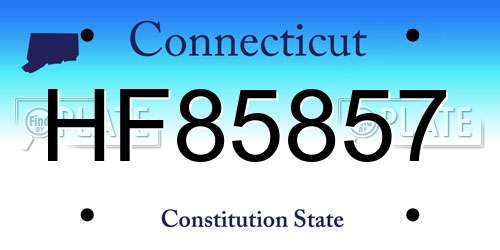 HF85857 Connecticut License Plate