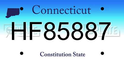 HF85887 Connecticut License Plate