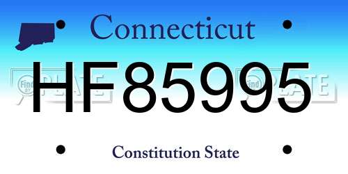 HF85995 Connecticut License Plate