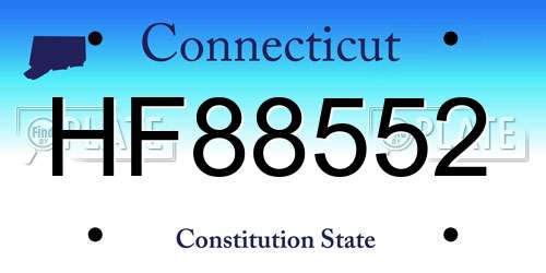 HF88552 Connecticut License Plate