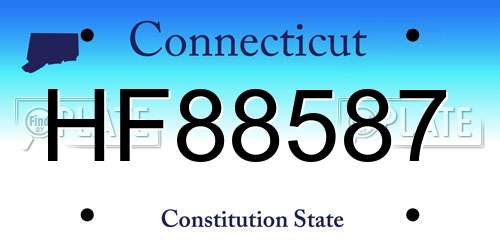 HF88587 Connecticut License Plate