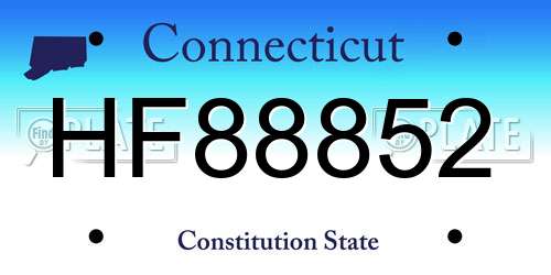 HF88852 Connecticut License Plate