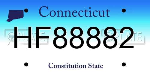 HF88882 Connecticut License Plate