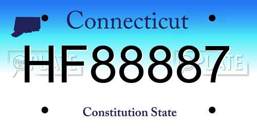 HF88887 Connecticut License Plate