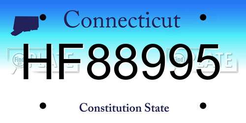 HF88995 Connecticut License Plate
