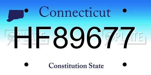 HF89677 Connecticut License Plate