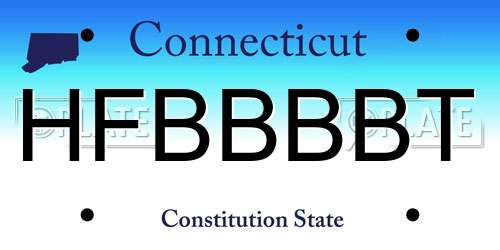 HFBBBBT Connecticut License Plate