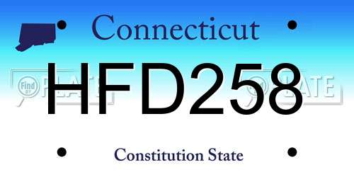 HFD258 Connecticut License Plate