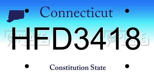 HFD3418 Connecticut License Plate