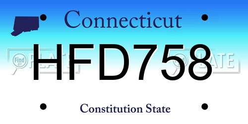 HFD758 Connecticut License Plate