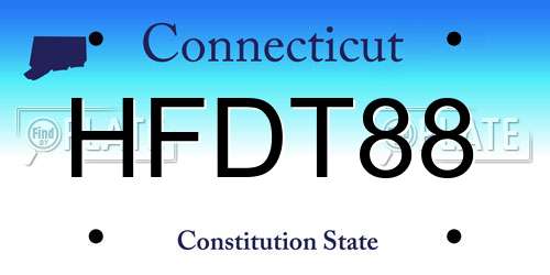 HFDT88 Connecticut License Plate