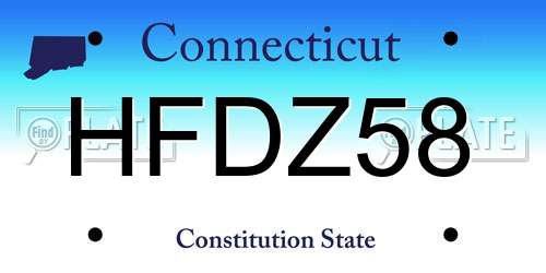 HFDZ58 Connecticut License Plate