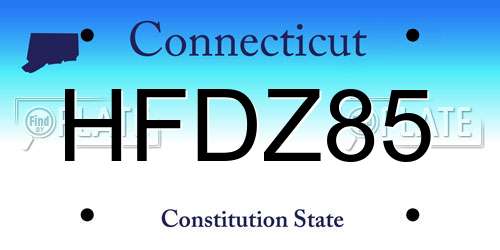 HFDZ85 Connecticut License Plate