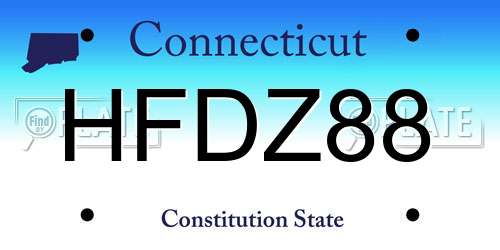 HFDZ88 Connecticut License Plate