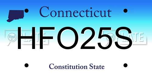 HFO25S Connecticut License Plate