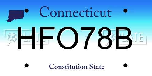 HFO78B Connecticut License Plate