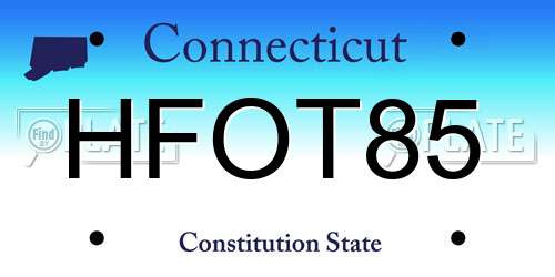 HFOT85 Connecticut License Plate