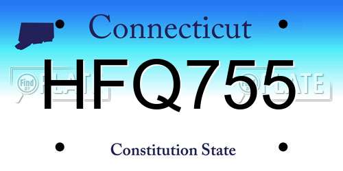 HFQ755 Connecticut License Plate