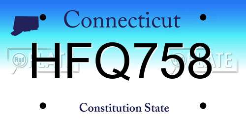 HFQ758 Connecticut License Plate