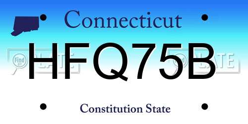HFQ75B Connecticut License Plate