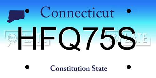 HFQ75S Connecticut License Plate