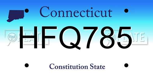 HFQ785 Connecticut License Plate