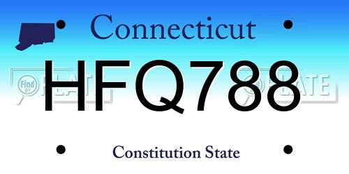 HFQ788 Connecticut License Plate