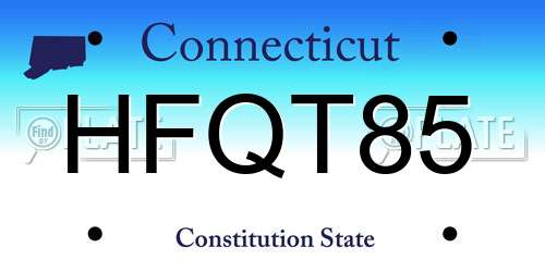 HFQT85 Connecticut License Plate