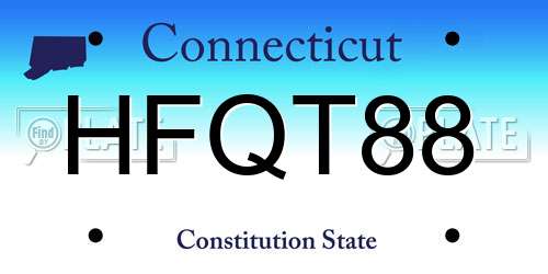 HFQT88 Connecticut License Plate