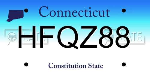 HFQZ88 Connecticut License Plate