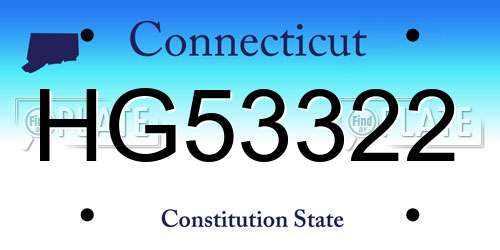 HG53322 Connecticut License Plate