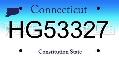 HG53327 Connecticut License Plate
