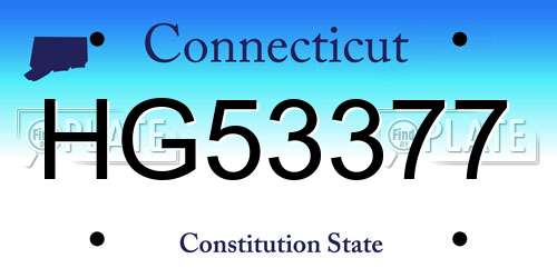 HG53377 Connecticut License Plate