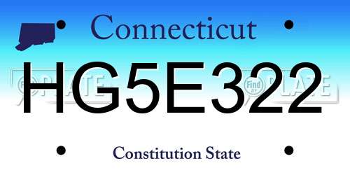 HG5E322 Connecticut License Plate