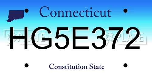 HG5E372 Connecticut License Plate