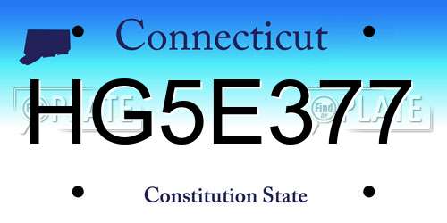 HG5E377 Connecticut License Plate
