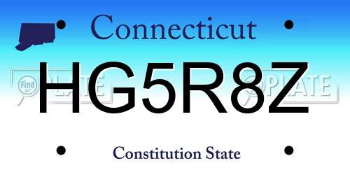 HG5R8Z Connecticut License Plate