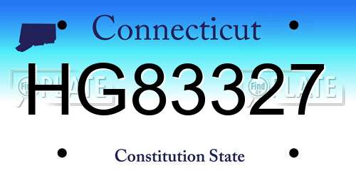 HG83327 Connecticut License Plate