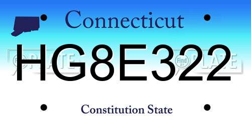 HG8E322 Connecticut License Plate