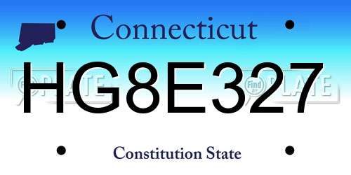 HG8E327 Connecticut License Plate