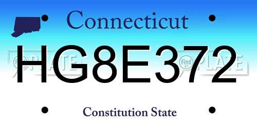 HG8E372 Connecticut License Plate