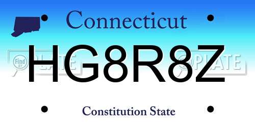 HG8R8Z Connecticut License Plate