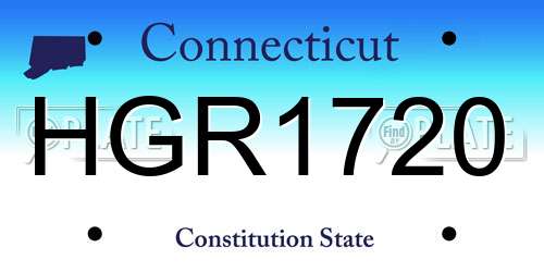 HGR1720 Connecticut License Plate