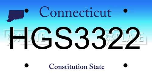 HGS3322 Connecticut License Plate