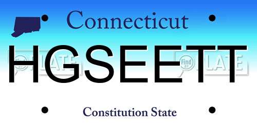HGSEETT Connecticut License Plate