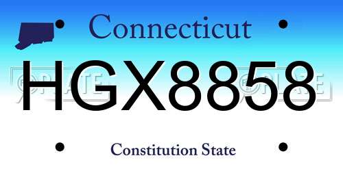HGX8858 Connecticut License Plate