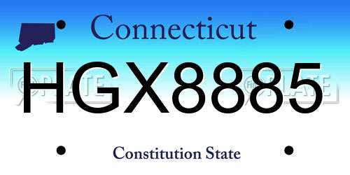 HGX8885 Connecticut License Plate