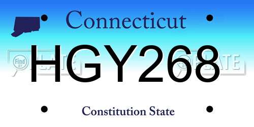HGY268 Connecticut License Plate