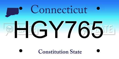 HGY765 Connecticut License Plate