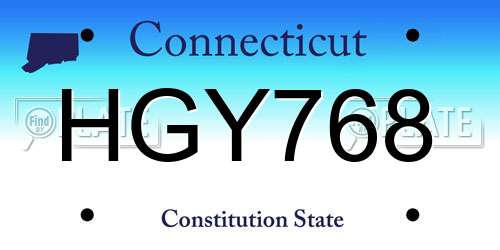 HGY768 Connecticut License Plate